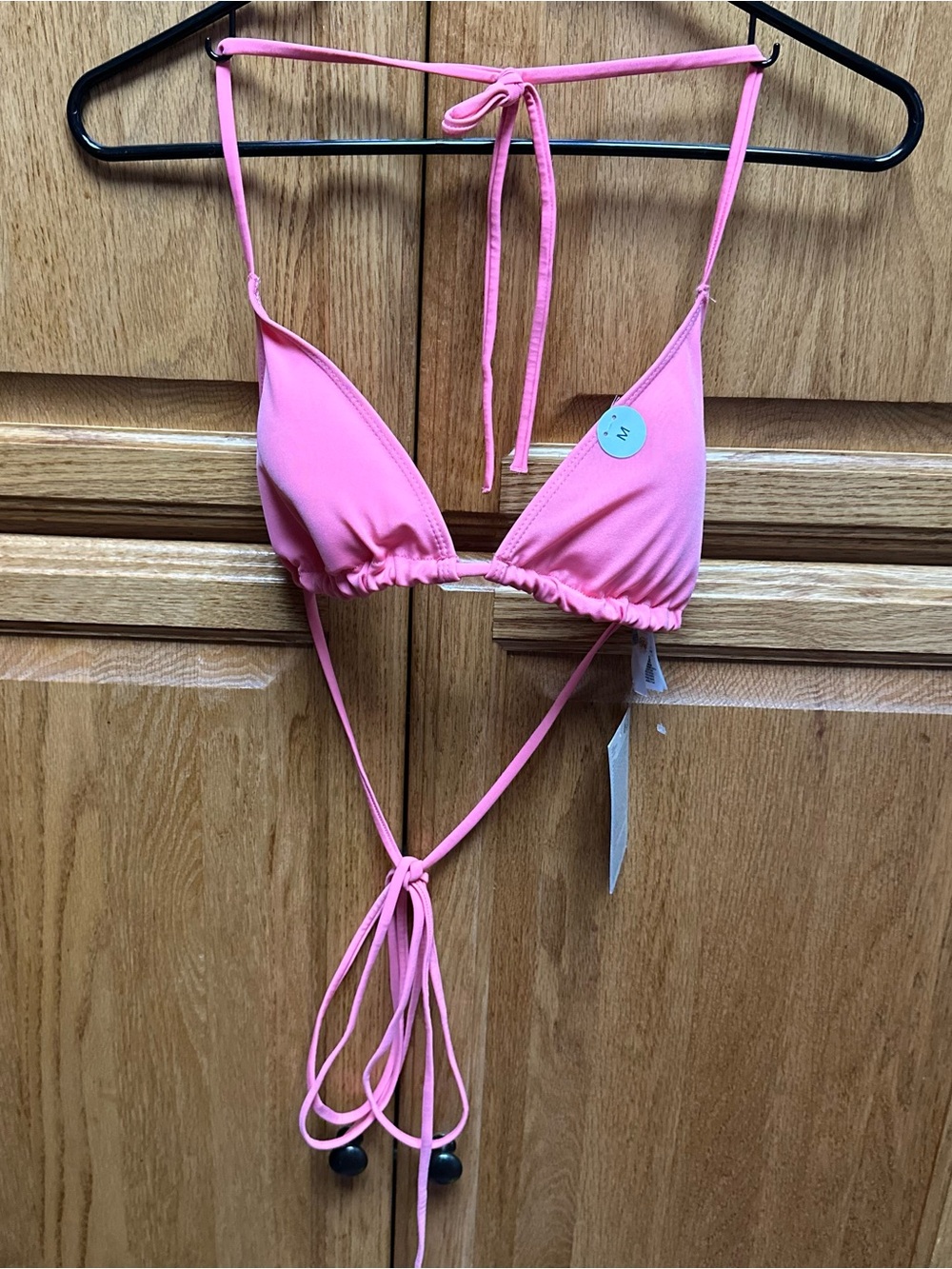 Monki Pink Triangle String Bikini Top